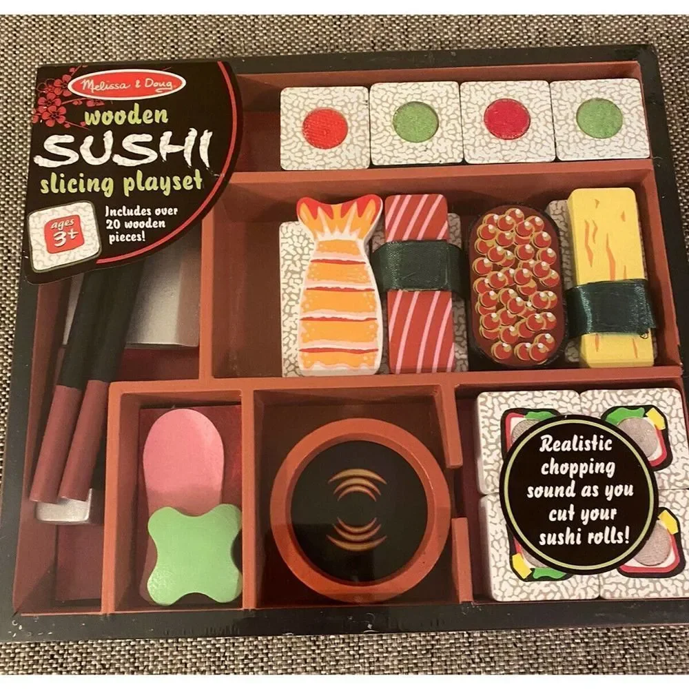 Melissa & Doug Sushi Slicing Wooden Play Food Set